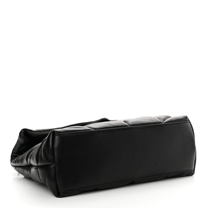 Saint Laurent Lambskin Quilted Monogram Monochrome Medium Loulou Puffer Chain Satchel Black 4 of 13