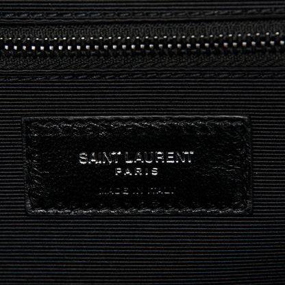 Saint Laurent Grain De Poudre Textured Mixed Matelasse Large Triquilt Monogram Monochrome Satchel Black 6 of 7