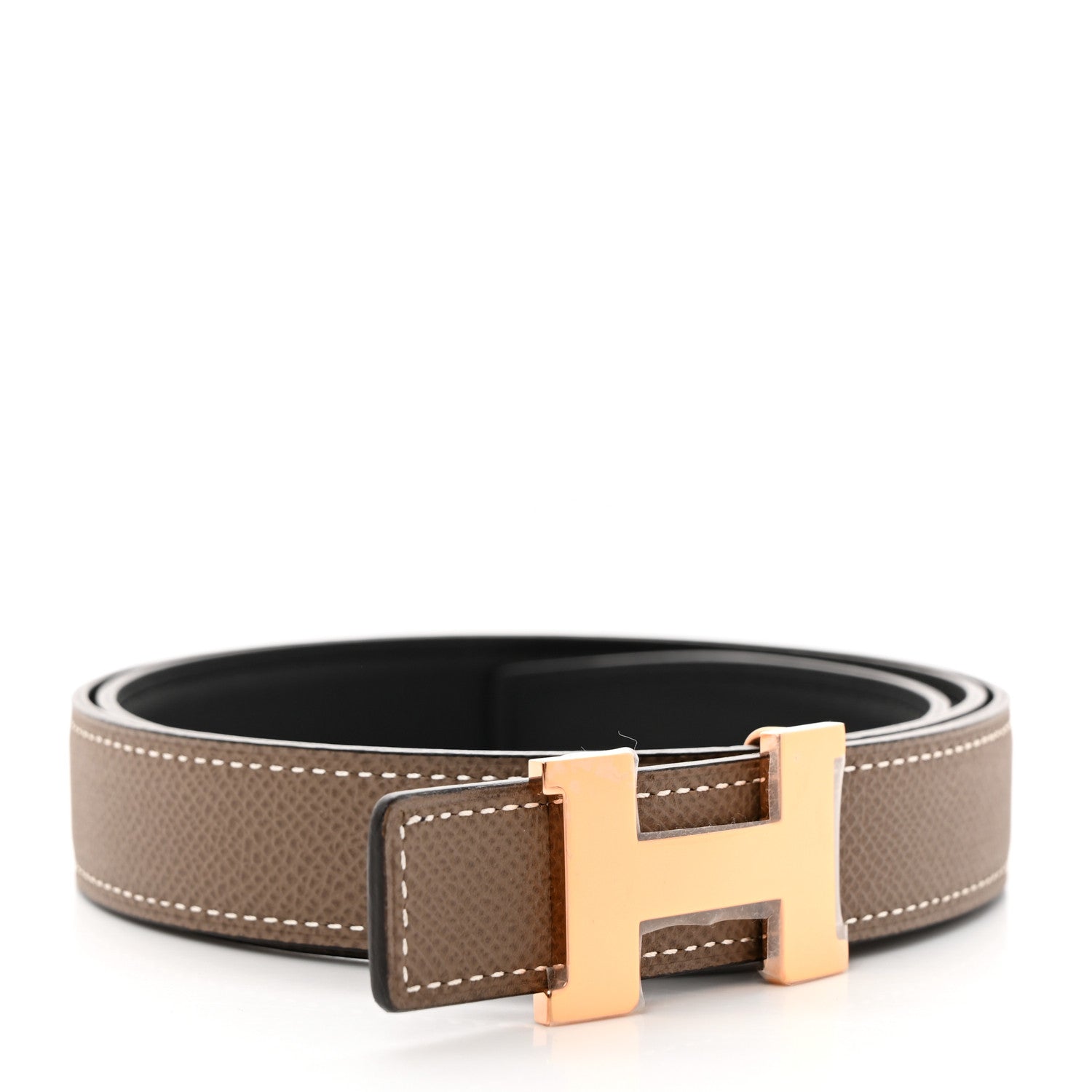Hermes Swift Epsom 24mm Mini Constance H Belt 85 34 Black Etoupe 2 of 8