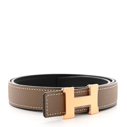 Hermes Swift Epsom 24mm Mini Constance H Belt 85 34 Black Etoupe 2 of 8