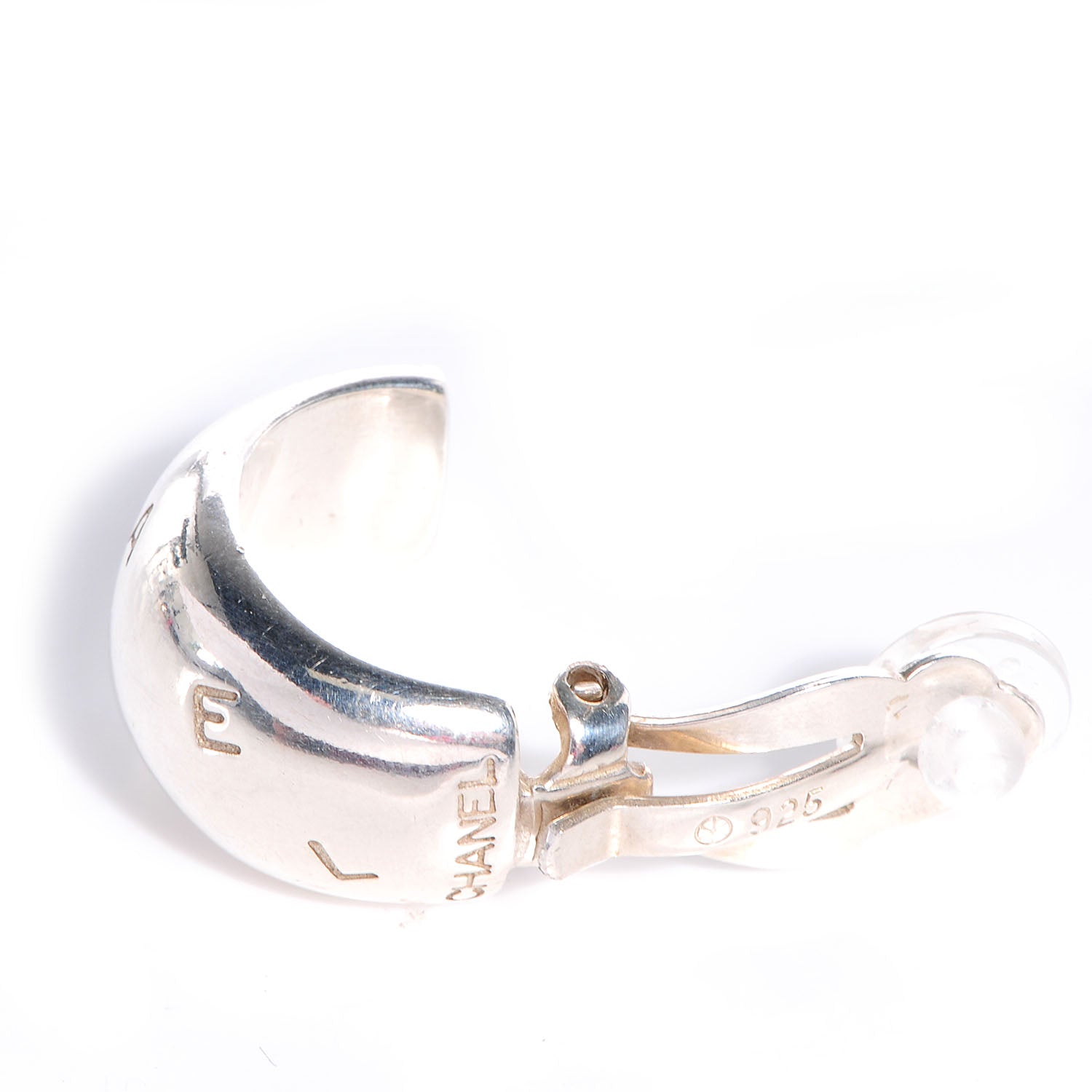 Chanel Half Hoop Clip On Earrings Silver 5 of 6