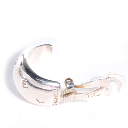 Chanel Half Hoop Clip On Earrings Silver 5 of 6