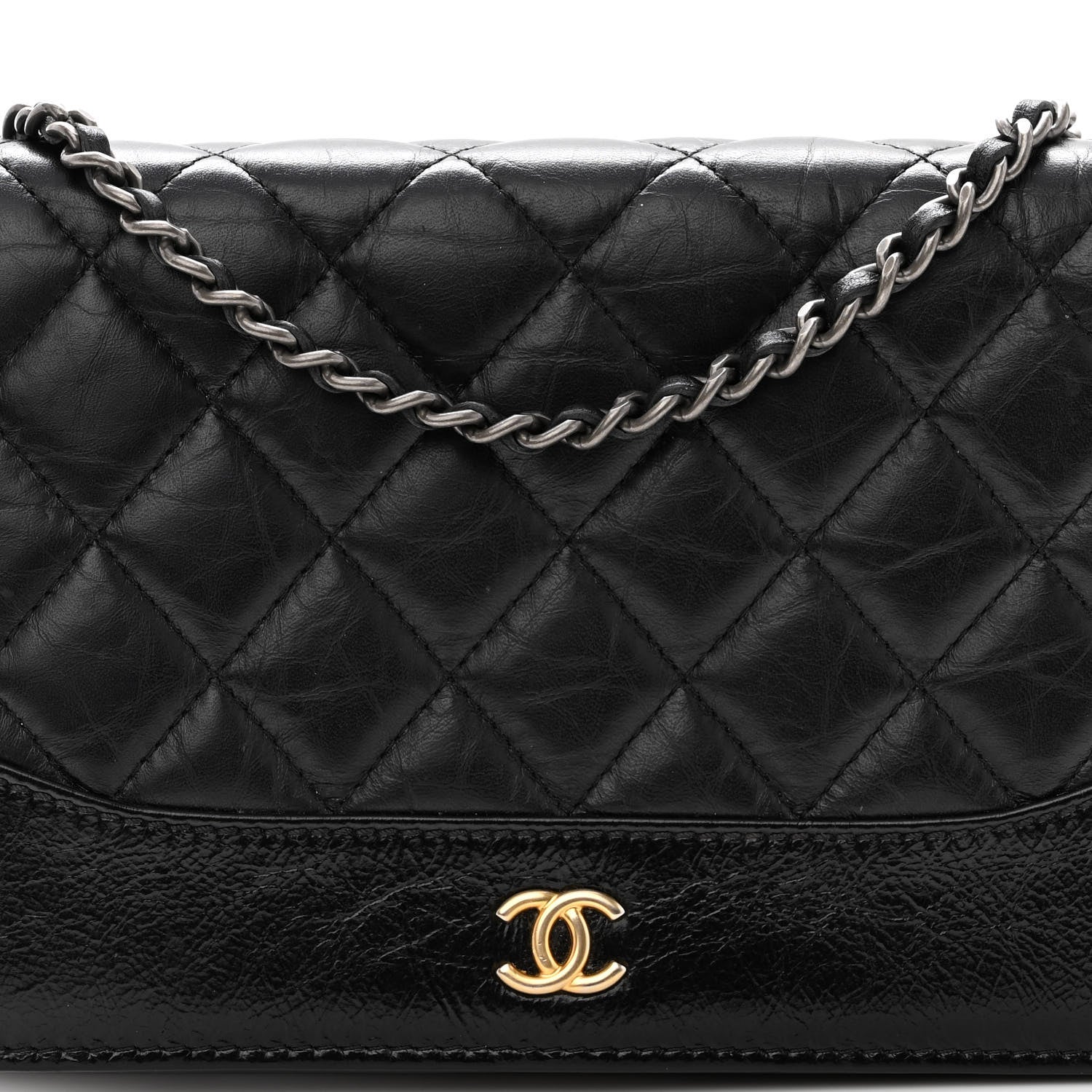 Chanel Aged Calfskin Quilted Gabrielle Wallet On Chain WOC Black 8 of 12