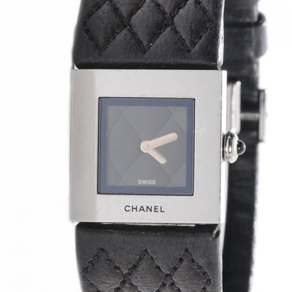 Chanel Stainless Steel Calfskin 19mm Quilted Matelasse Quartz Watch Black 1 of 8
