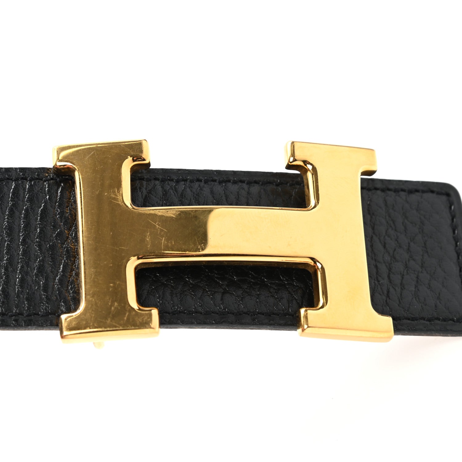 Hermes Ardennes Courchevel H Belt 65 Black Gold 9 of 10