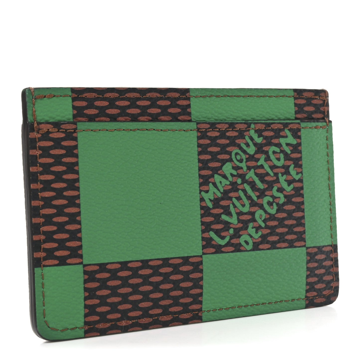 Damier Pop Porte Cartes Simple Card Holder Green