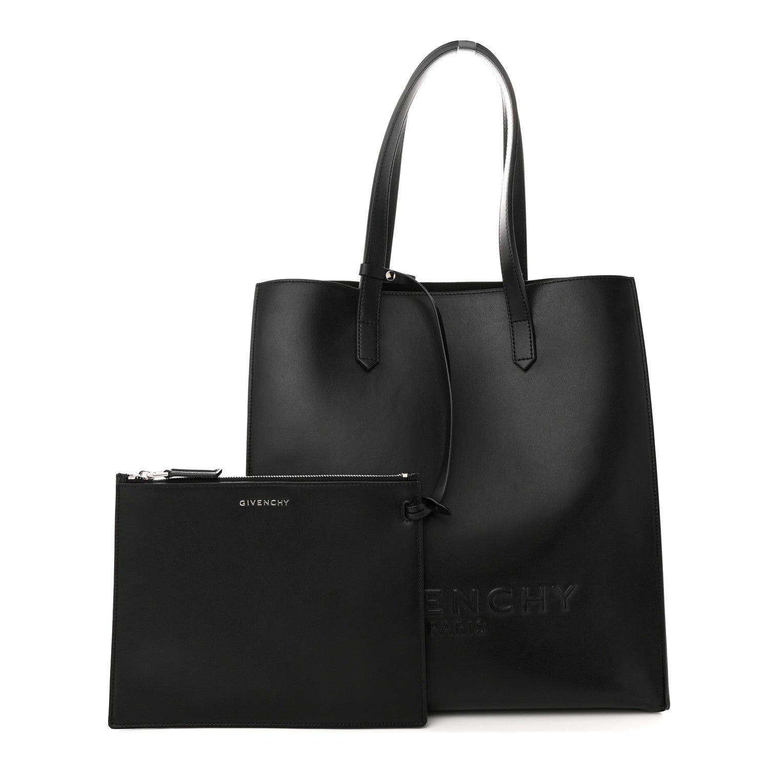 Givenchy Calfskin Logo Debossed Medium Shopper Tote Black 1 of 15