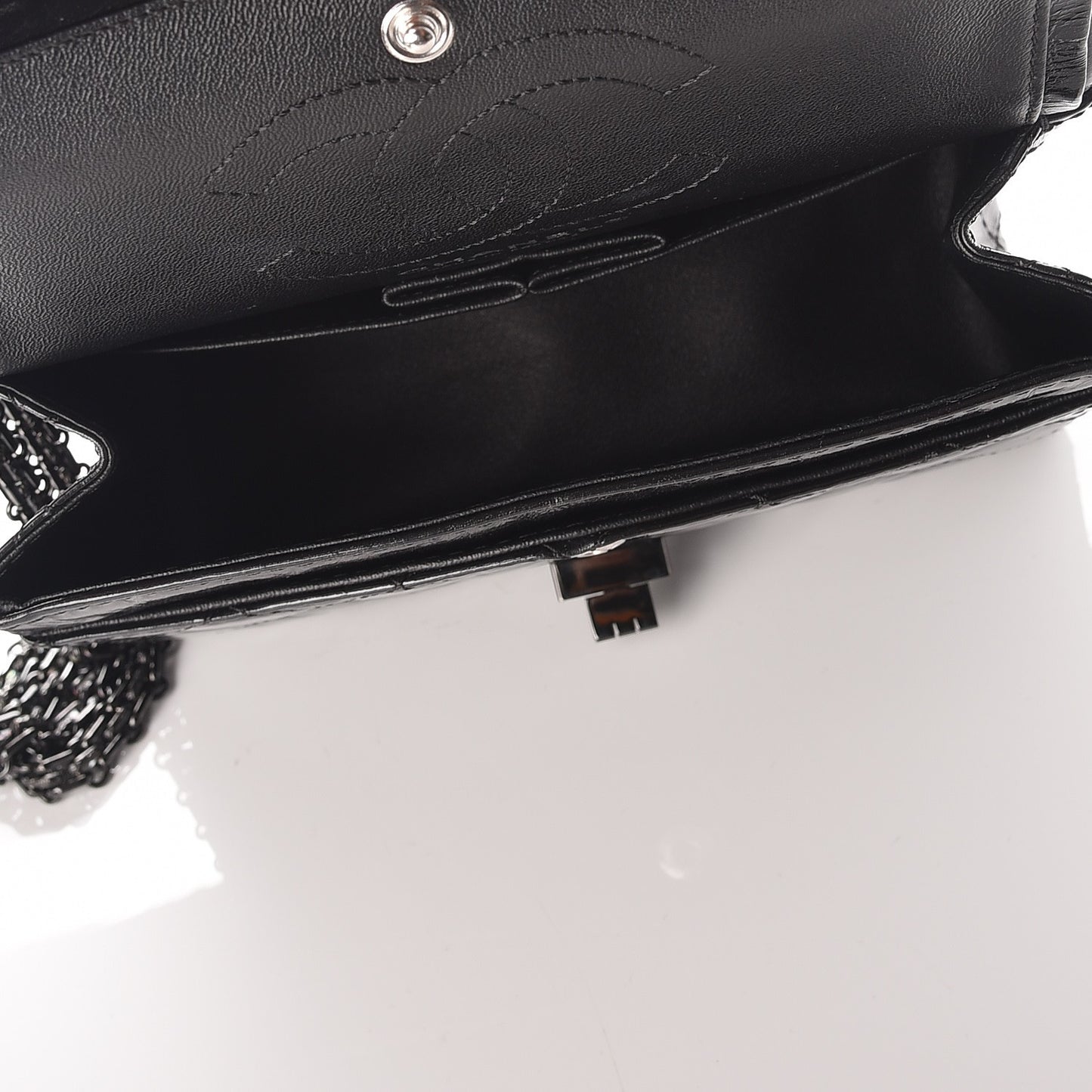 Shiny Aged Calfskin Quilted 2.55 Reissue 224 Flap So Black