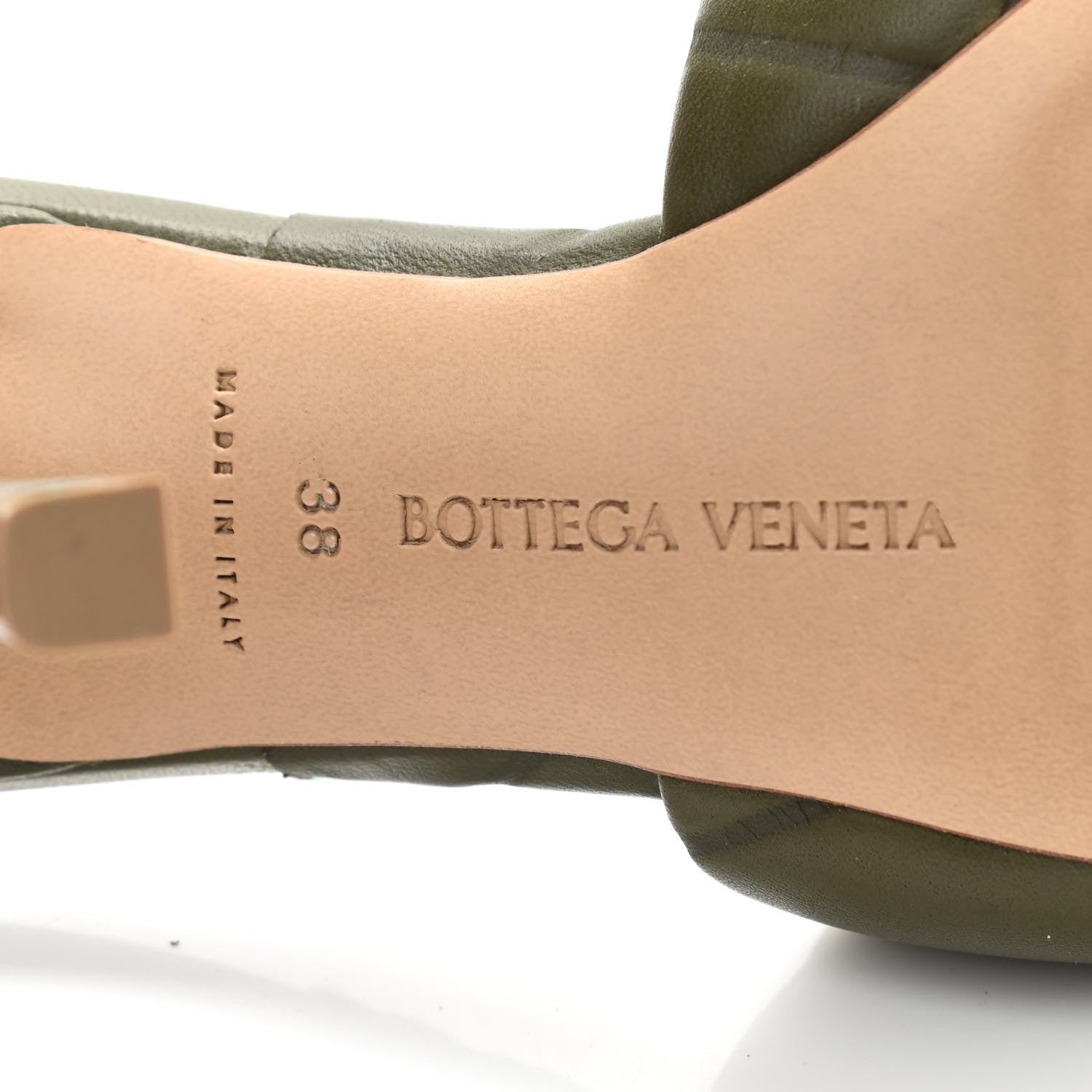 Bottega Veneta Nappa Quilted Rubber Lido Mule Sandals 38 Khaki 6 of 7