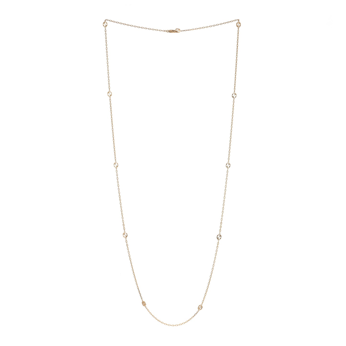 18K Yellow Gold Interlocking G Station Necklace