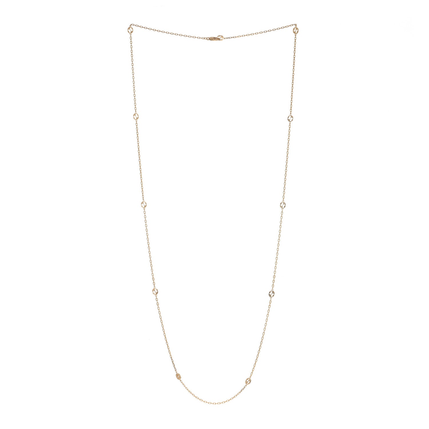 Gucci 18K Yellow Gold Interlocking G Station Necklace 2 of 3