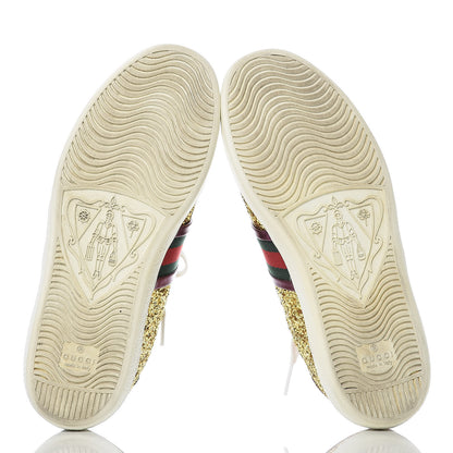 Gucci Glitter Web Womens Ace Sneakers 37 Gold 7 of 11
