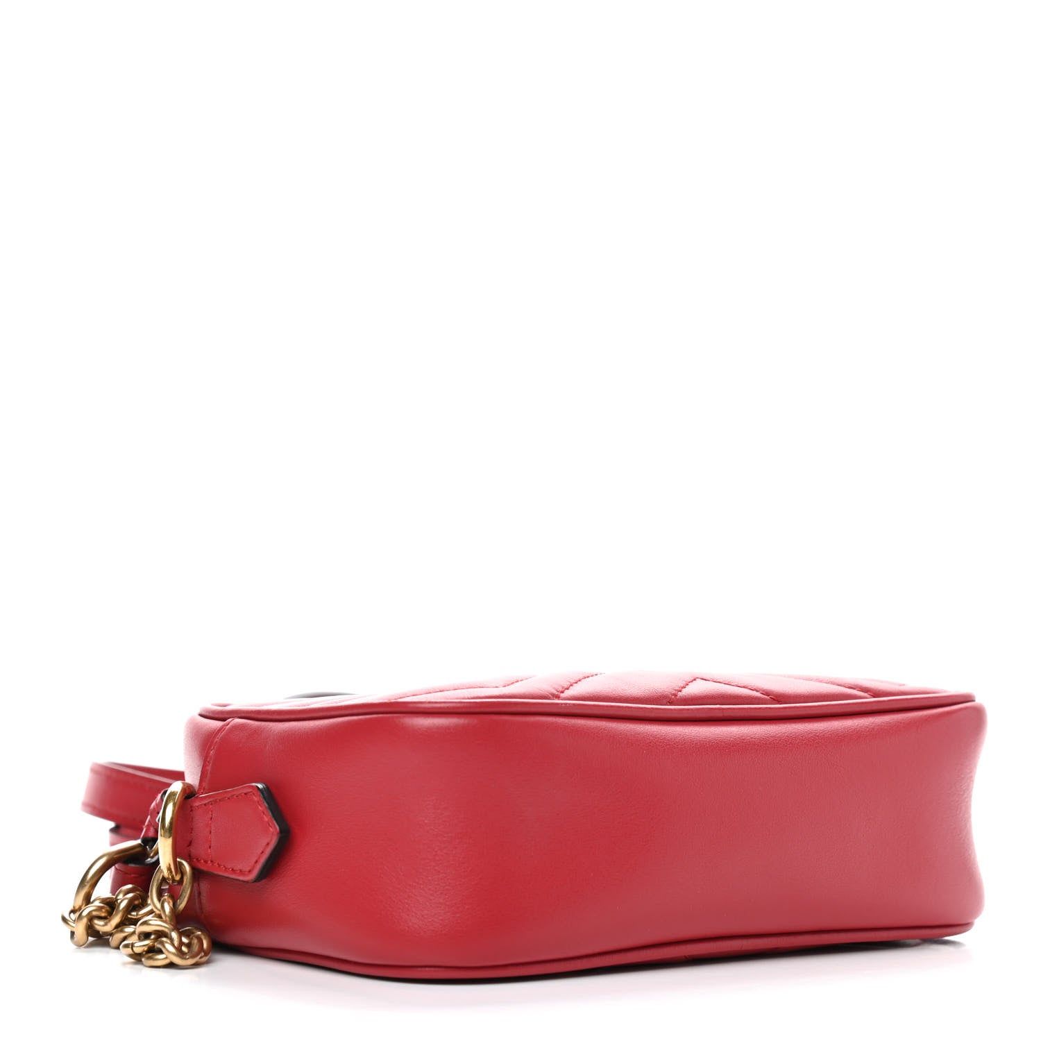 Gucci Calfskin Matelasse Mini GG Marmont Chain Shoulder Bag Hibiscus Red 4 of 10