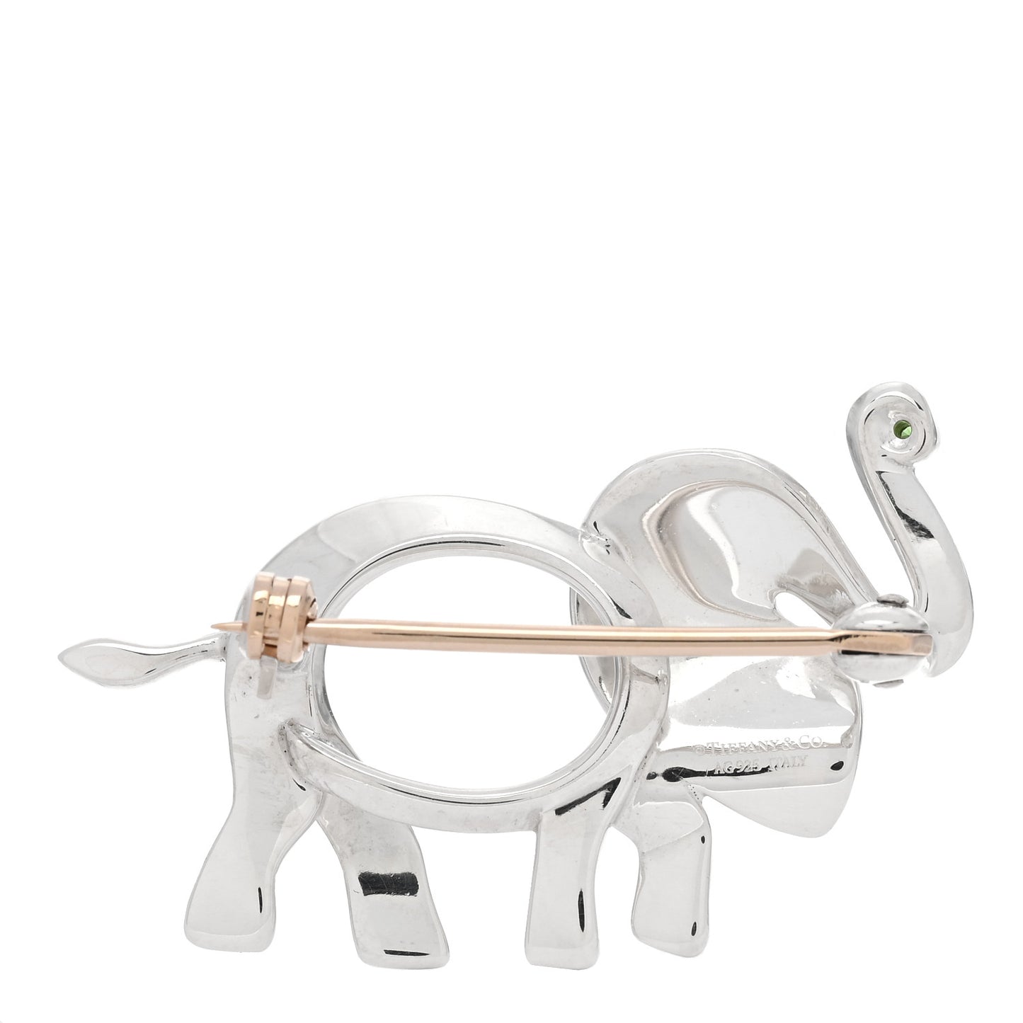 Sterling Silver Tsavorite Save the Wild Elephant Brooch