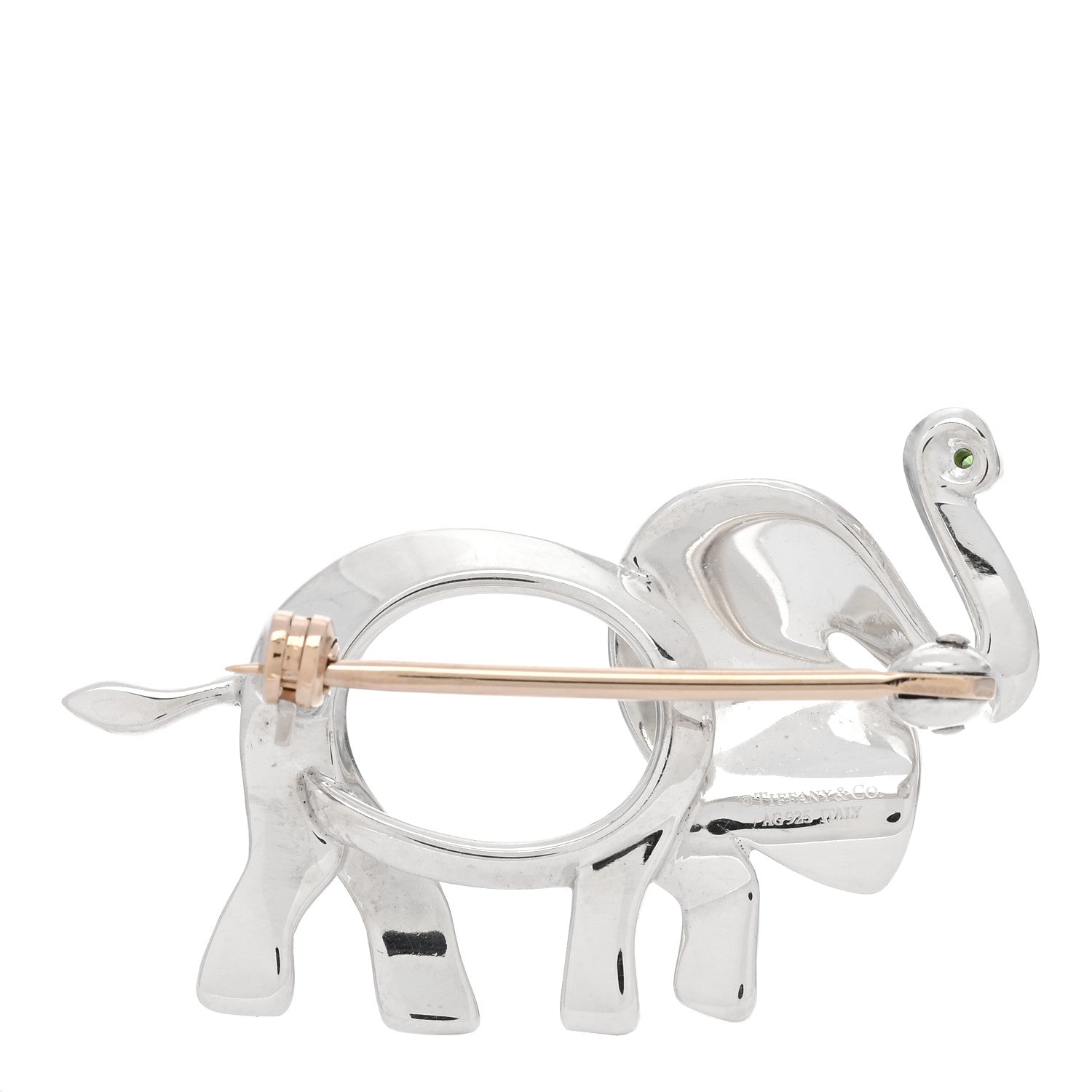 Tiffany Sterling Silver Tsavorite Save the Wild Elephant Brooch 3 of 5