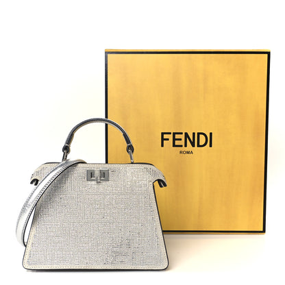 Fendi Crystal Vitello Laminato FF Petite Peekaboo I SEE U Satchel Crystal Argento 13 of 14