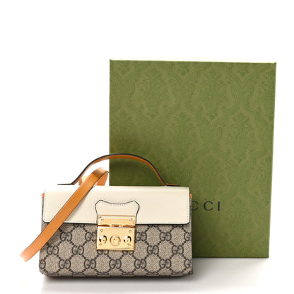 Gucci GG Supreme Monogram New Sakai Calfskin Mini Padlock Top Handle Shoulder Bag Beige Ebony Mystic White Sun Oil 11 of 11
