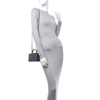 Chanel Caviar Quilted Chanel Way Top Handle Vanity Case With Chain Grey 2 of 11