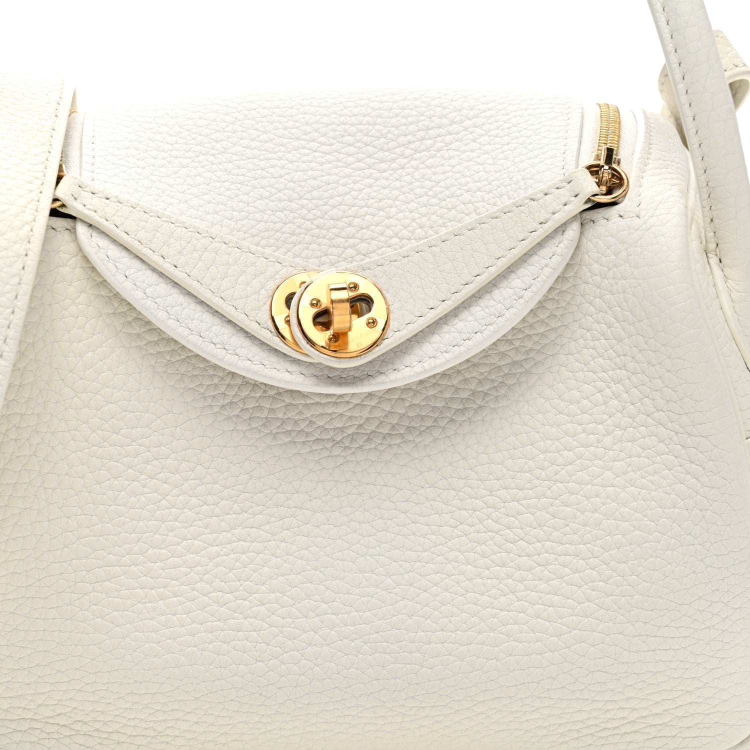 Hermes Taurillon Clemence Mini Lindy 20 New White 8 of 10