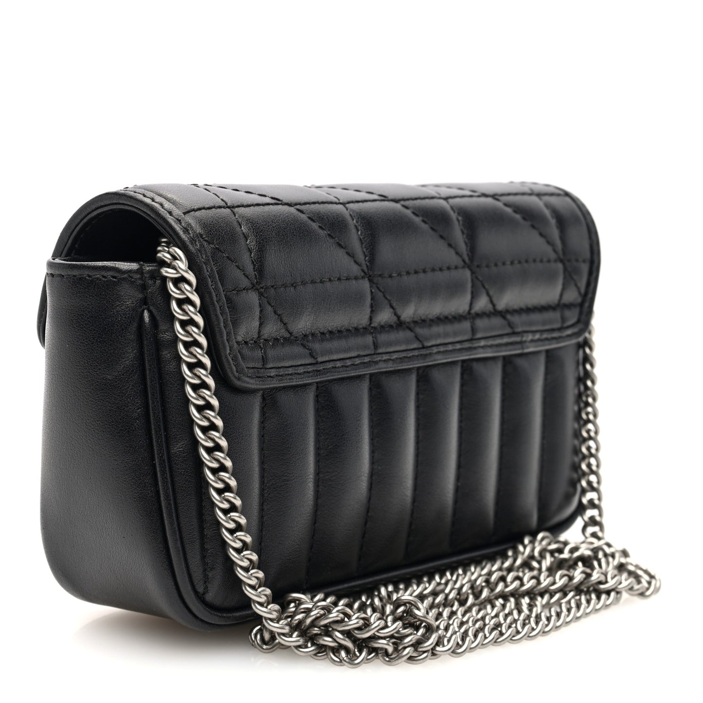 Calfskin Matelasse Aria Super Mini GG Marmont Shoulder Bag Black