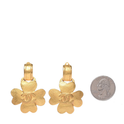 Chanel CC Clover Clip On Earrings Gold 2 of 4