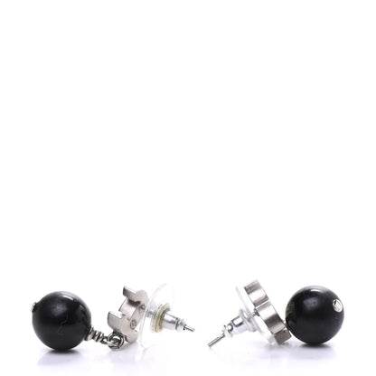 Chanel Ruthenium Bead CC Drop Earrings Black 3 of 5