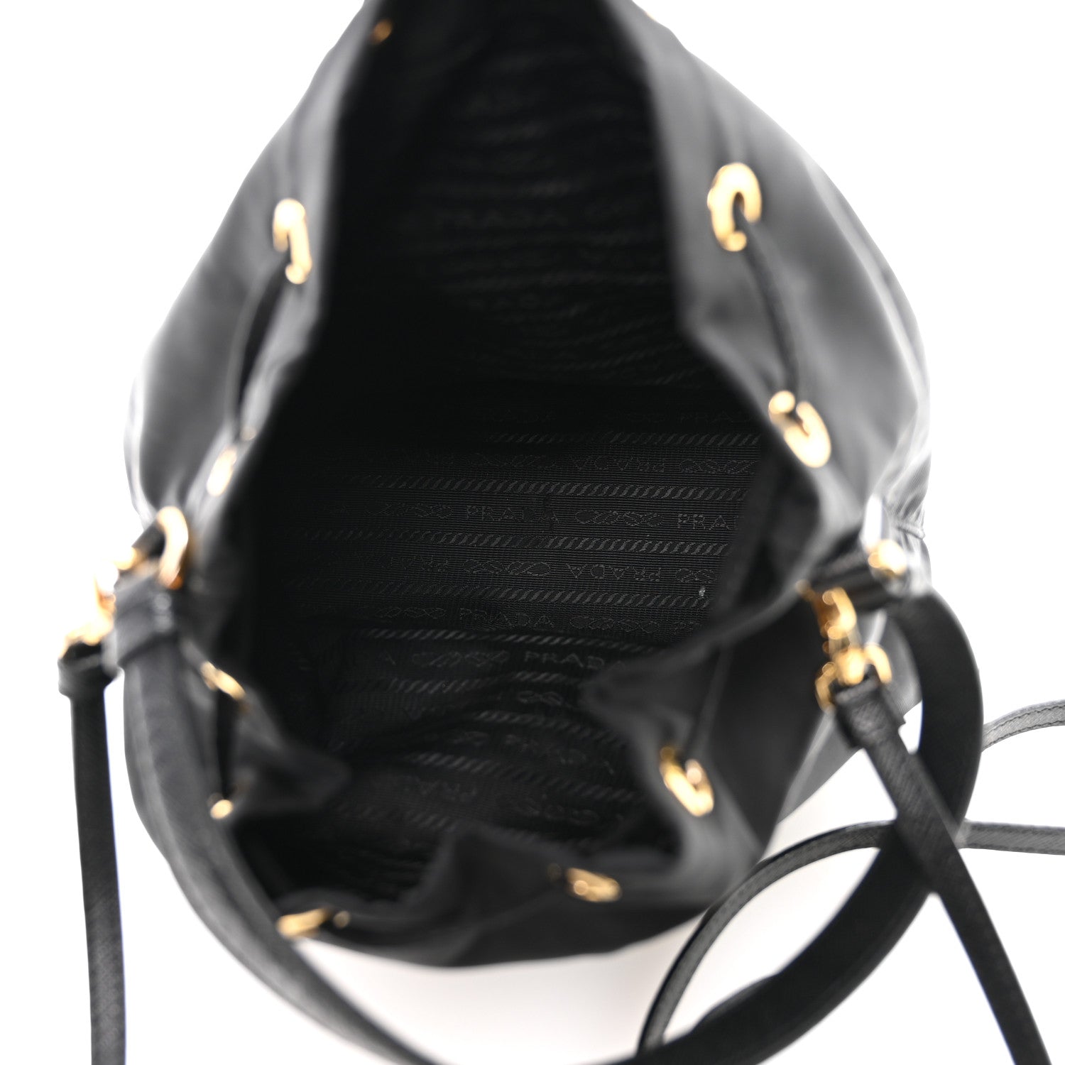 Prada Re-Nylon Saffiano Duet Bucket Crossbody Bag Black Black 4 of 11