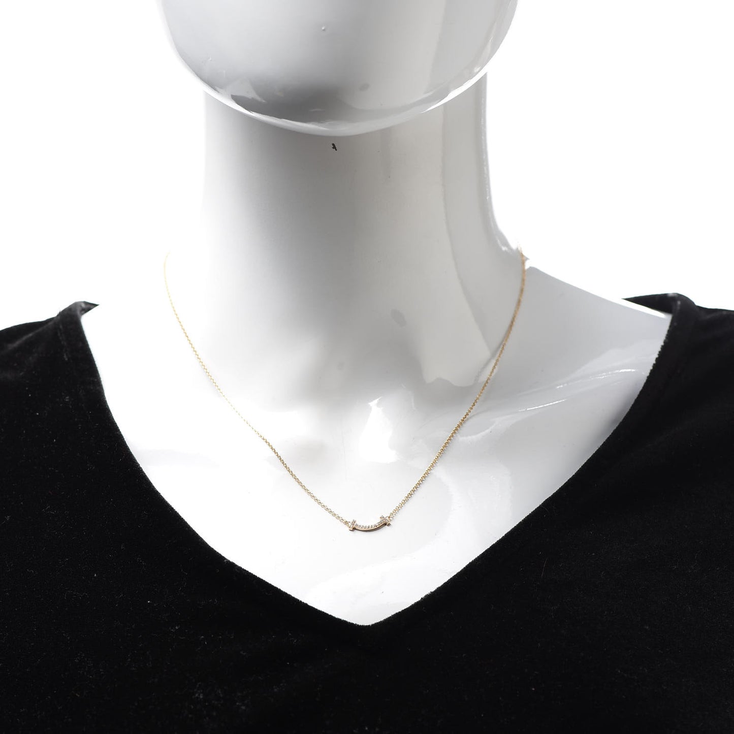 18K Rose Gold Diamond Mini T Smile Pendant Necklace