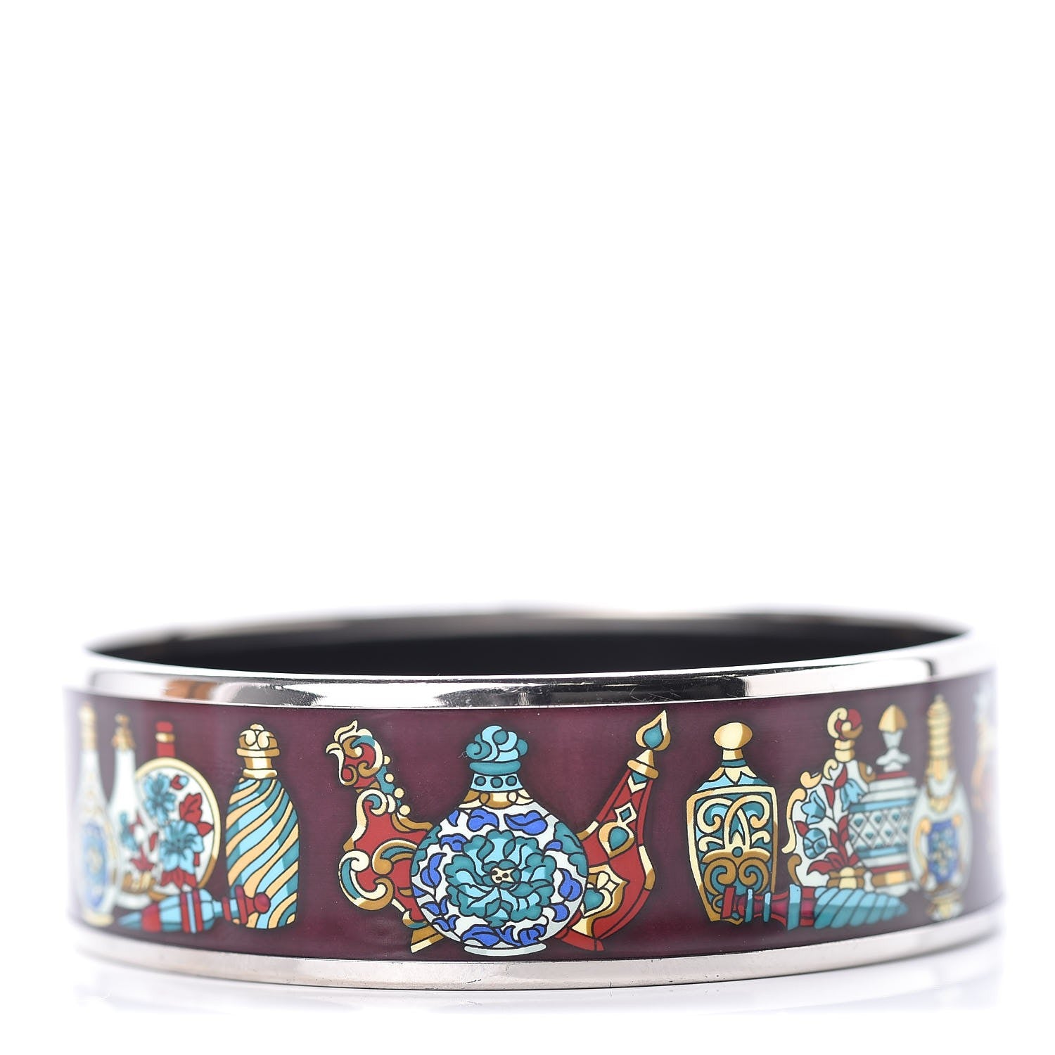 Hermes Enamel Printed Wide Qu' Importe Le Falcon Bracelet 62 1 of 6