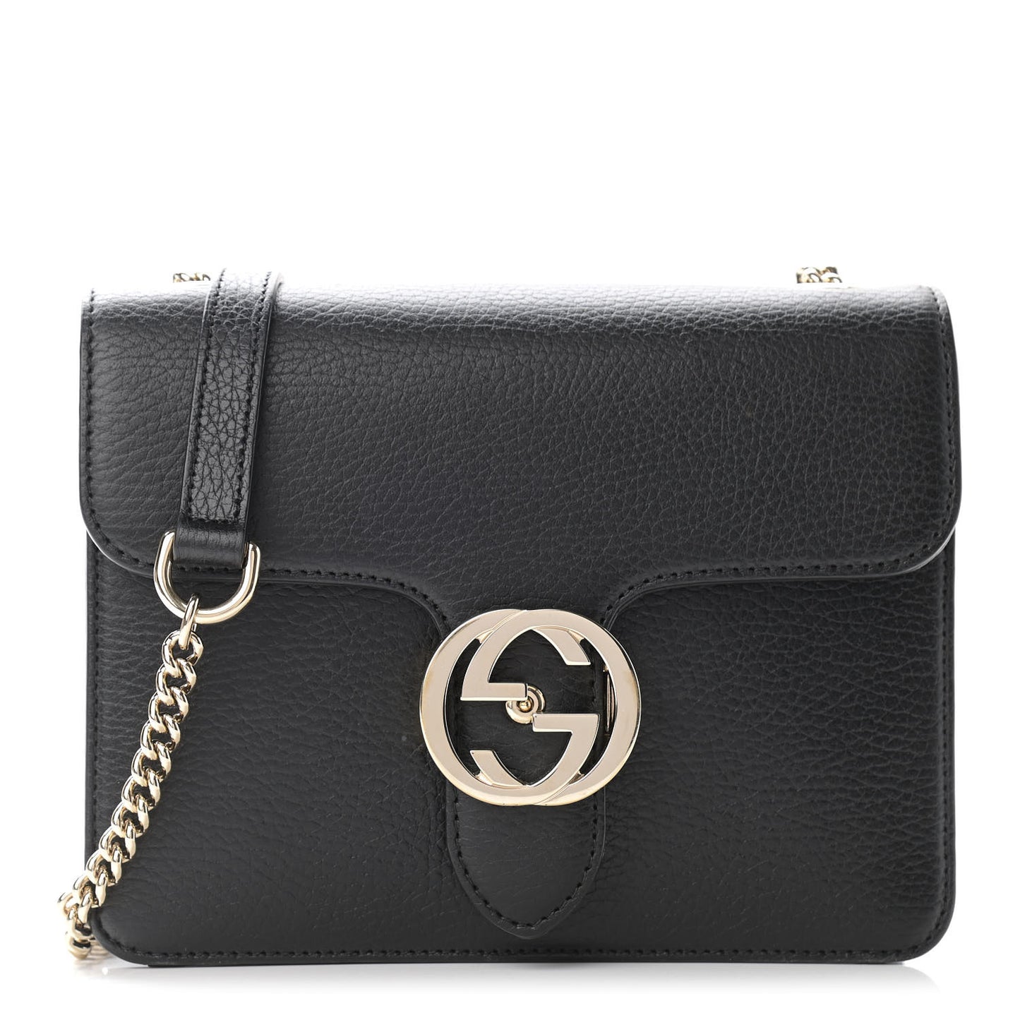 Dollar Calfskin Small Interlocking G Shoulder Bag Black