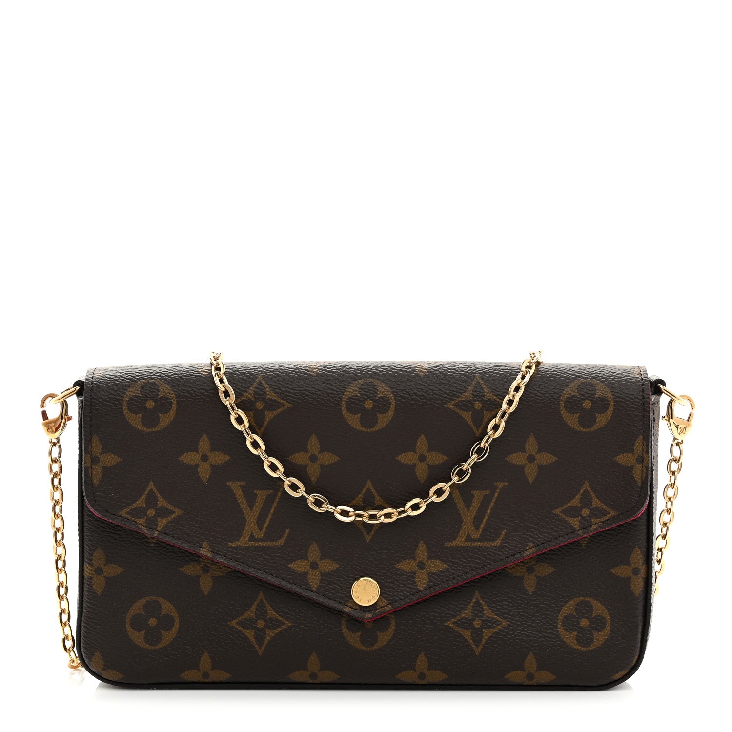 Louis Vuitton Monogram Pochette Felicie Chain Wallet Fuchsia 1 of 12
