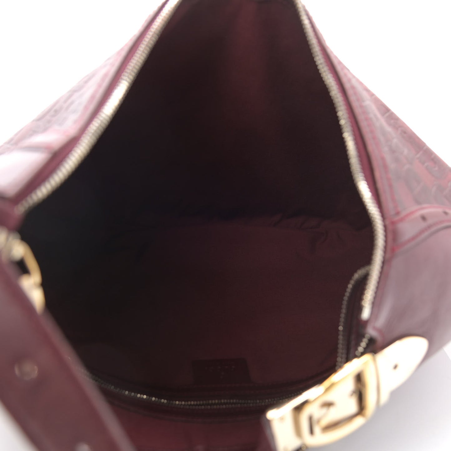 Calfskin Horsebit Embossed Glam Hobo Burgundy