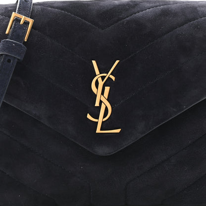 Saint Laurent Suede Toy Loulou Shoulder Bag Deep Marine 7 of 11