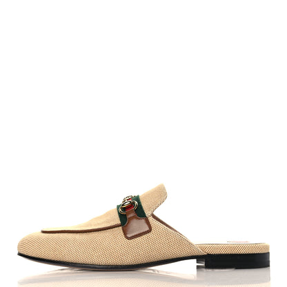 Gucci Canvas Vintage Charlotte Web Princetown Slippers 37 Sand Cuir 1 of 13