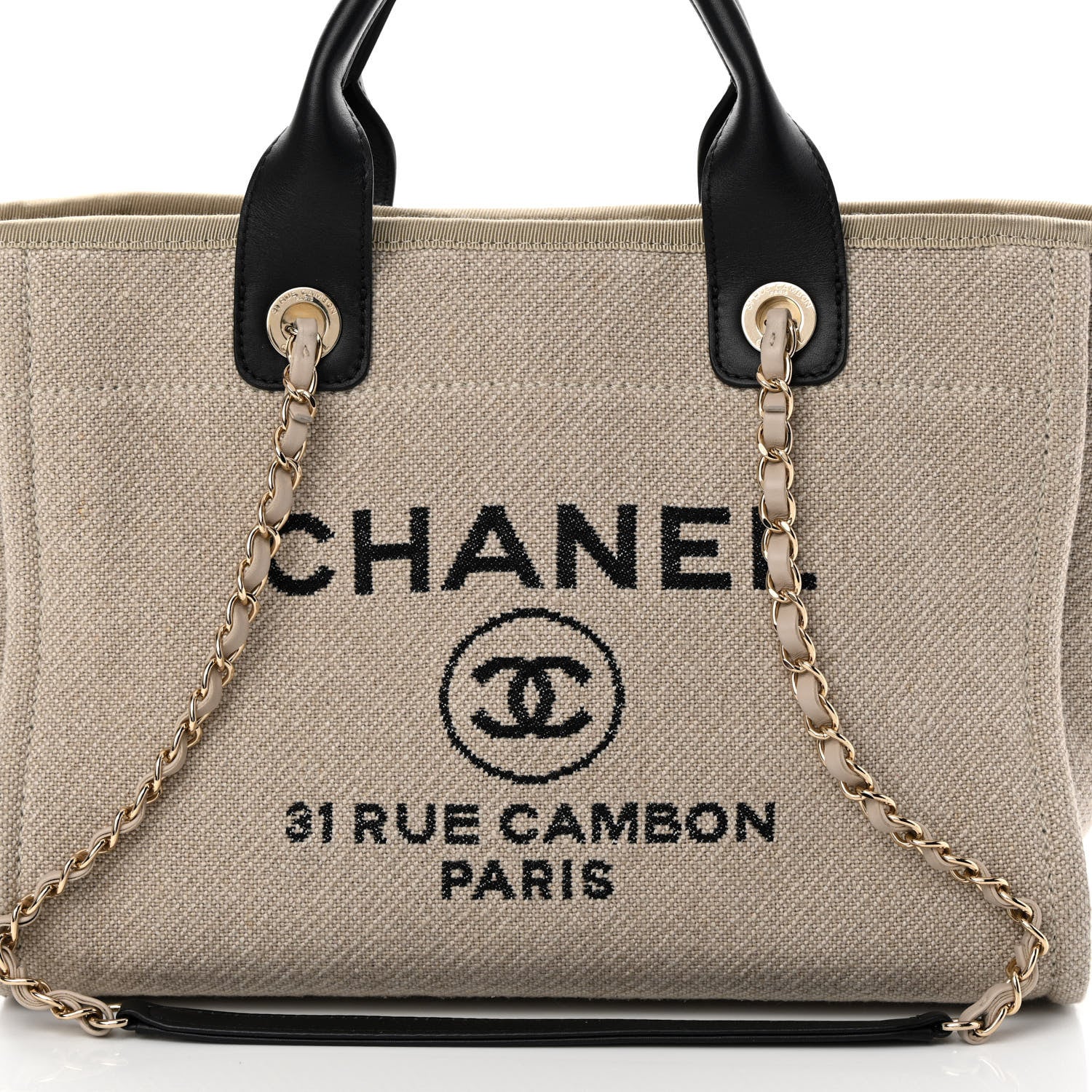 Chanel Mixed Fibers Small Deauville Tote Beige Black 9 of 12