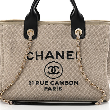Chanel Mixed Fibers Small Deauville Tote Beige Black 9 of 12