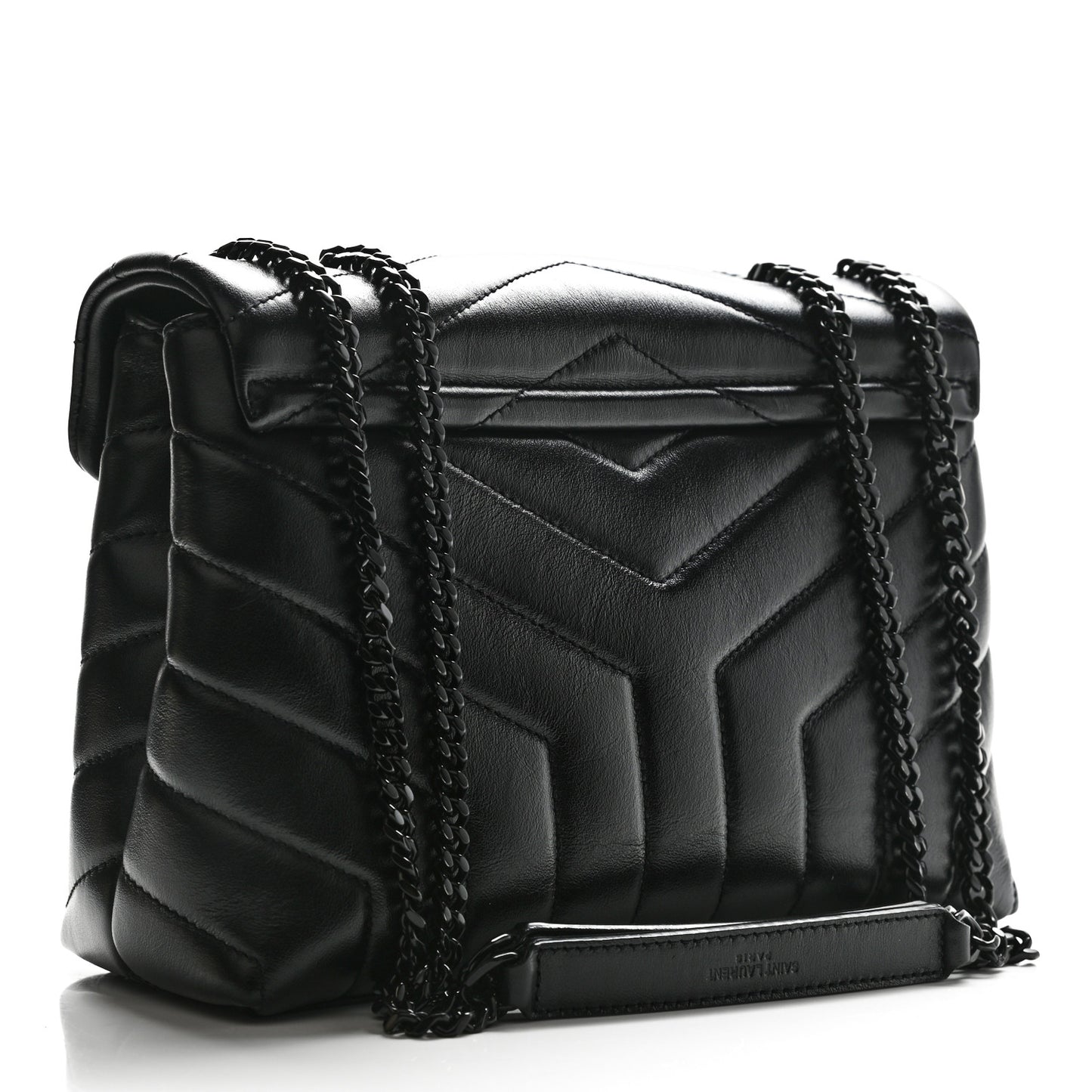 Calfskin Y Quilted Monogram Small Loulou Chain Satchel Black