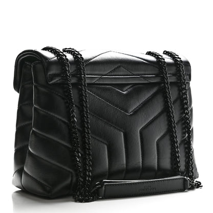 Saint Laurent Calfskin Y Quilted Monogram Small Loulou Chain Satchel Black 2 of 10