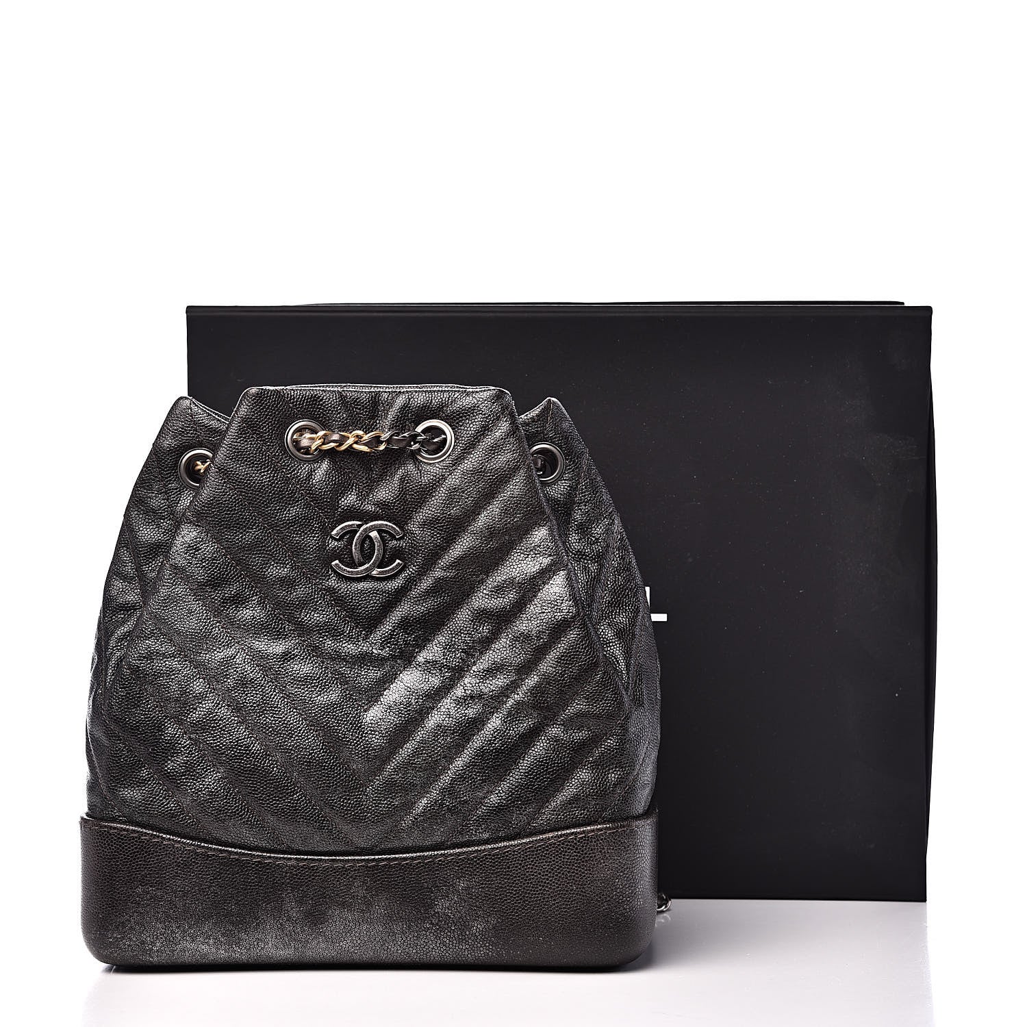Chanel Metallic Grained Goatskin Gabrielle Backpack Dark Silver Gold 11 of 11