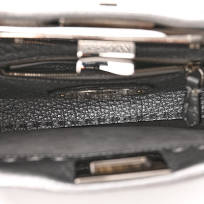 Fendi Cuoio Romano Lux Selleria Mini Peekaboo Iconic Satchel Argento 5 of 11