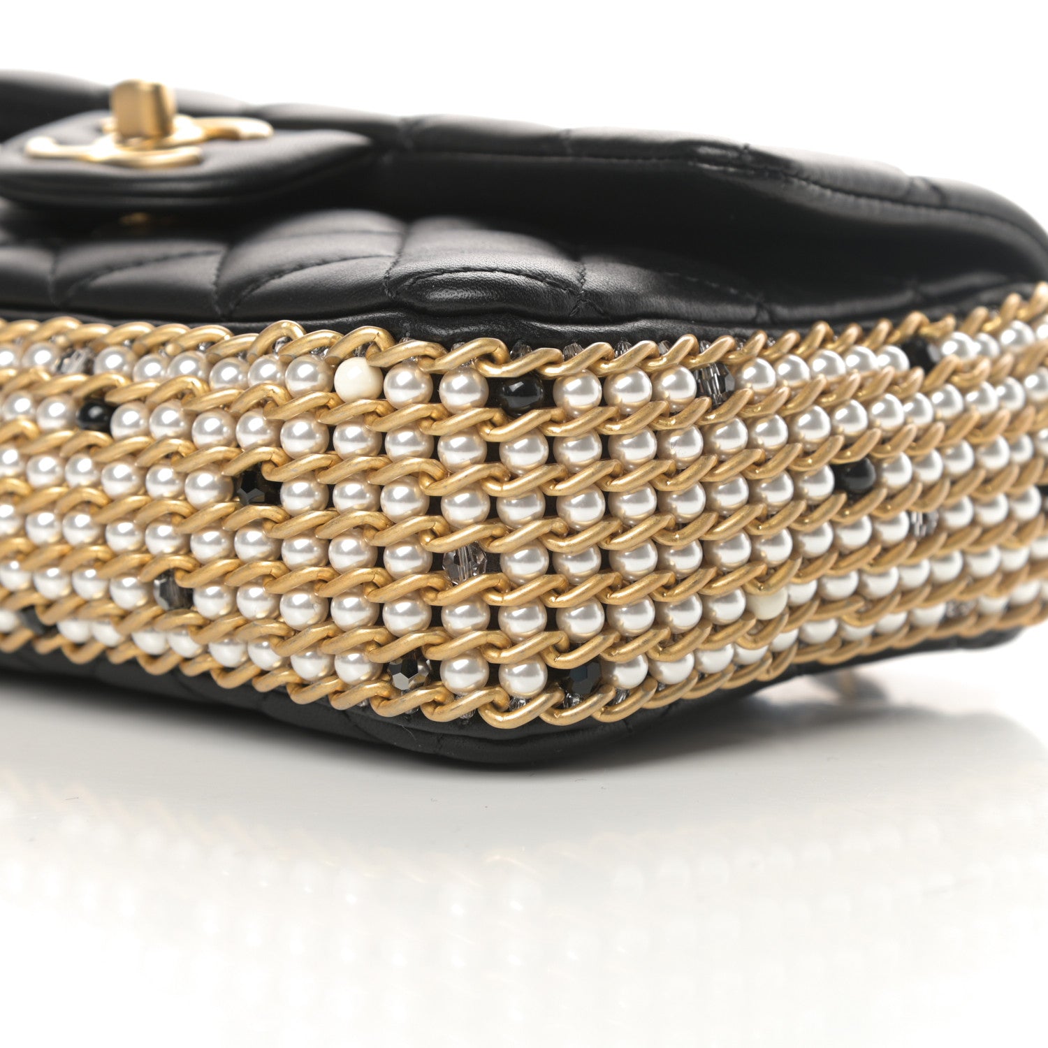 Chanel Lambskin Quilted Mini River of Pearls Flap Bag Black 10 of 12
