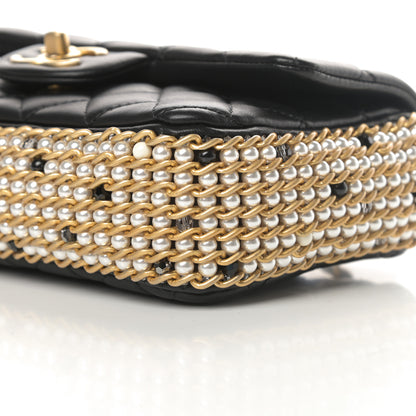 Chanel Lambskin Quilted Mini River of Pearls Flap Bag Black 10 of 12