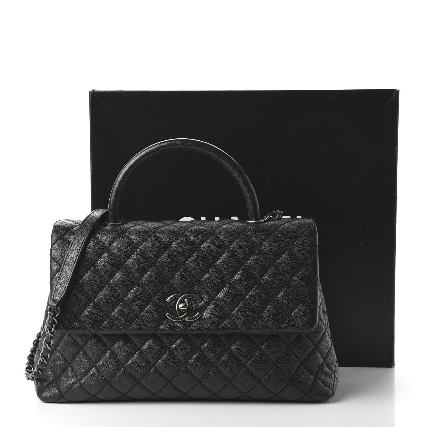 Chanel Caviar Quilted Medium Coco Handle Flap Black 11 of 11