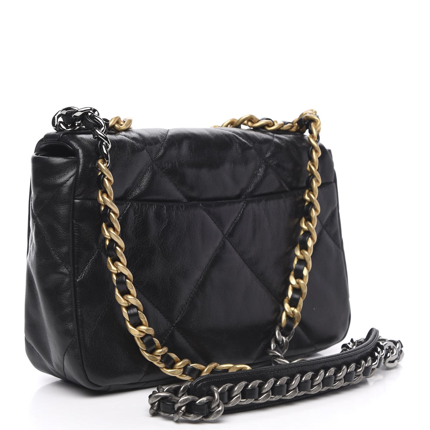 Goatskin Quilted Medium 19 Flap Black