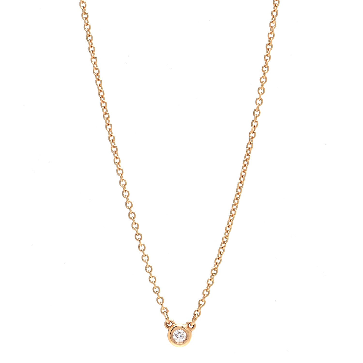 Tiffany 18K Yellow Gold Diamond .03ct Elsa Peretti Diamonds by the Yard Pendant Necklace 1 of 6