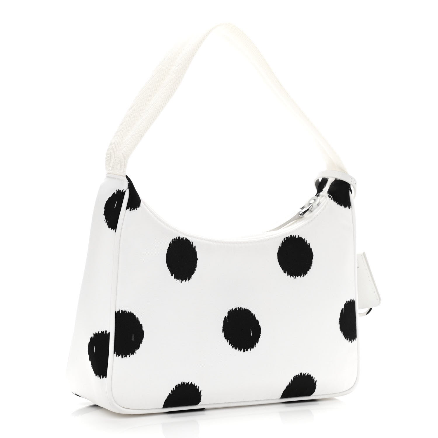 Prada Tessuto Nylon Polka-Dot Mini Re-Edition 2000 Bag White Black 3 of 11
