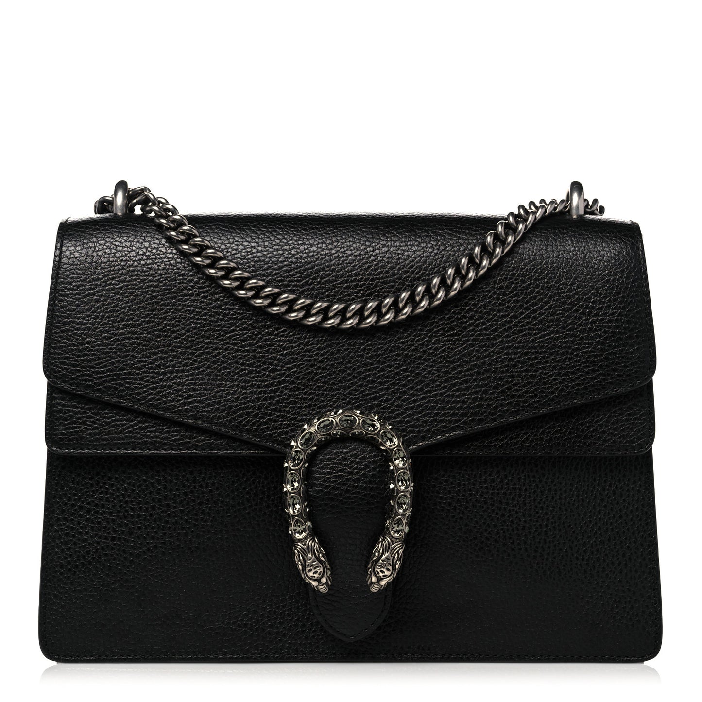 Dollar Calfskin Crystal Medium Dionysus Shoulder Bag Black Black Diamond