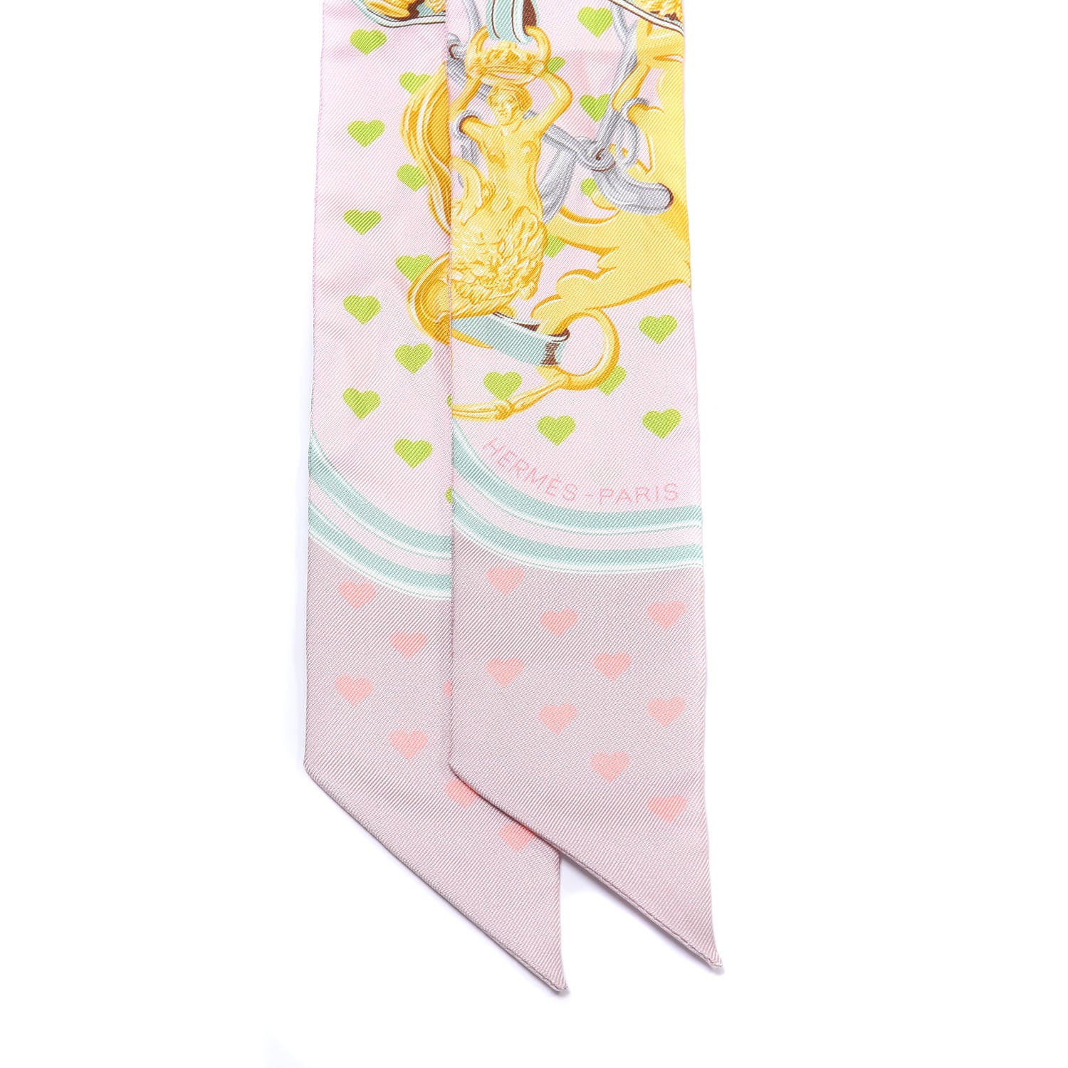 Hermes Silk Brides de Gala Love Twilly Parme Vert D Eau Vieux Rose 2 of 4