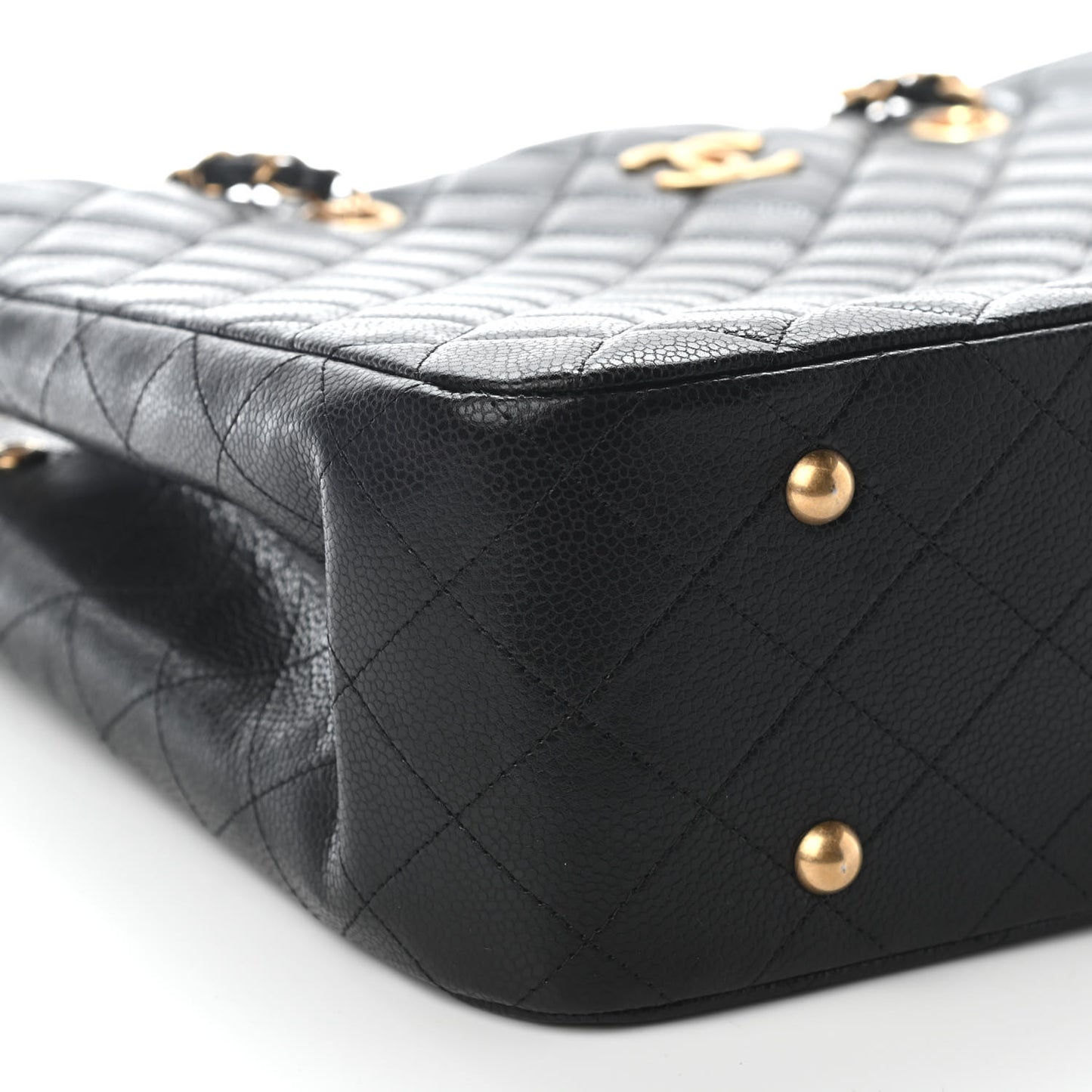 Caviar Quilted Large Shopping Tote Black