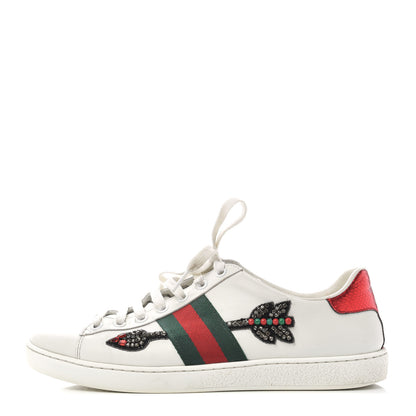Gucci Calfskin Web Studded Arrow Ace Sneakers 38 White 1 of 12
